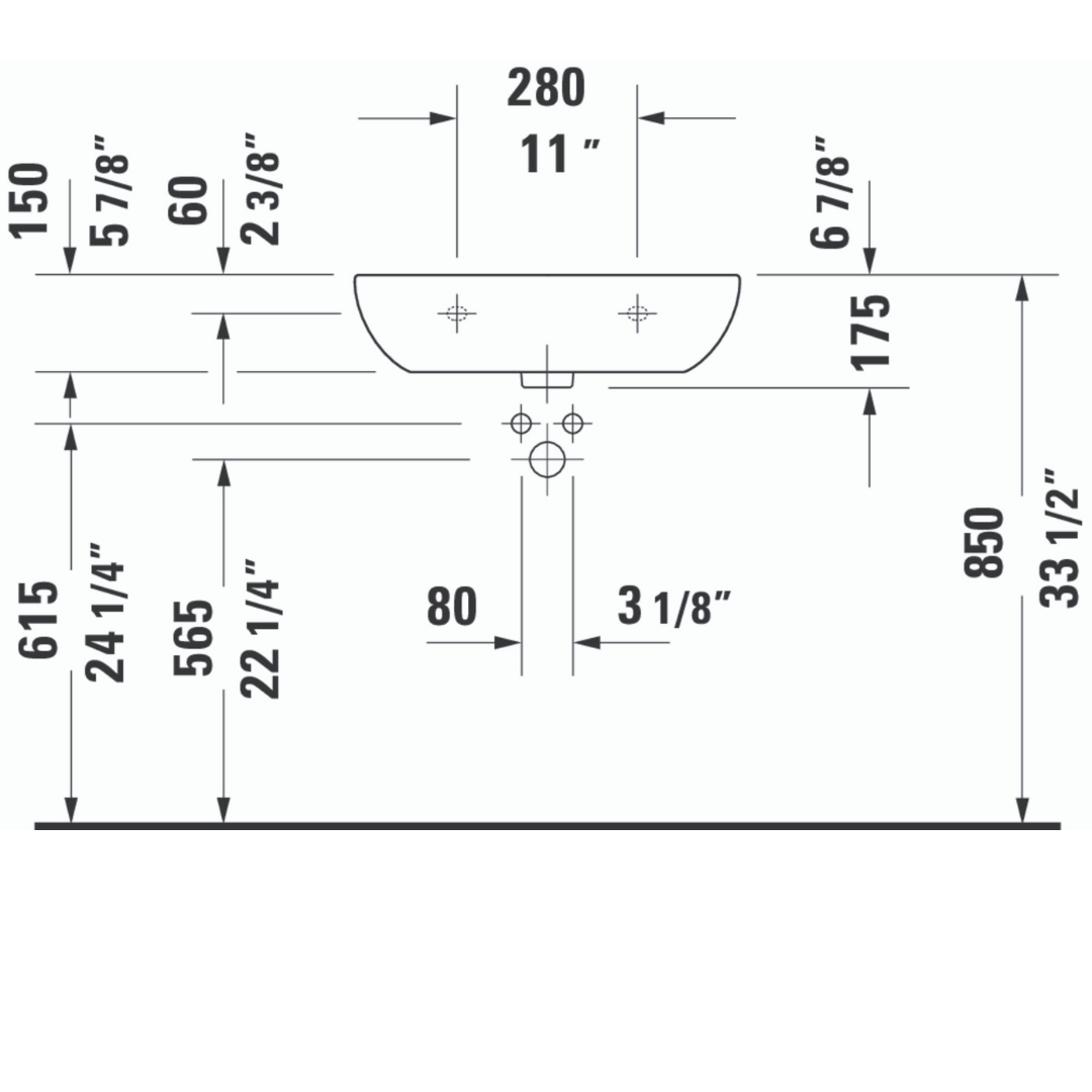 Duravit D-Code Wall Mounted Basin 600x460mm - Hover