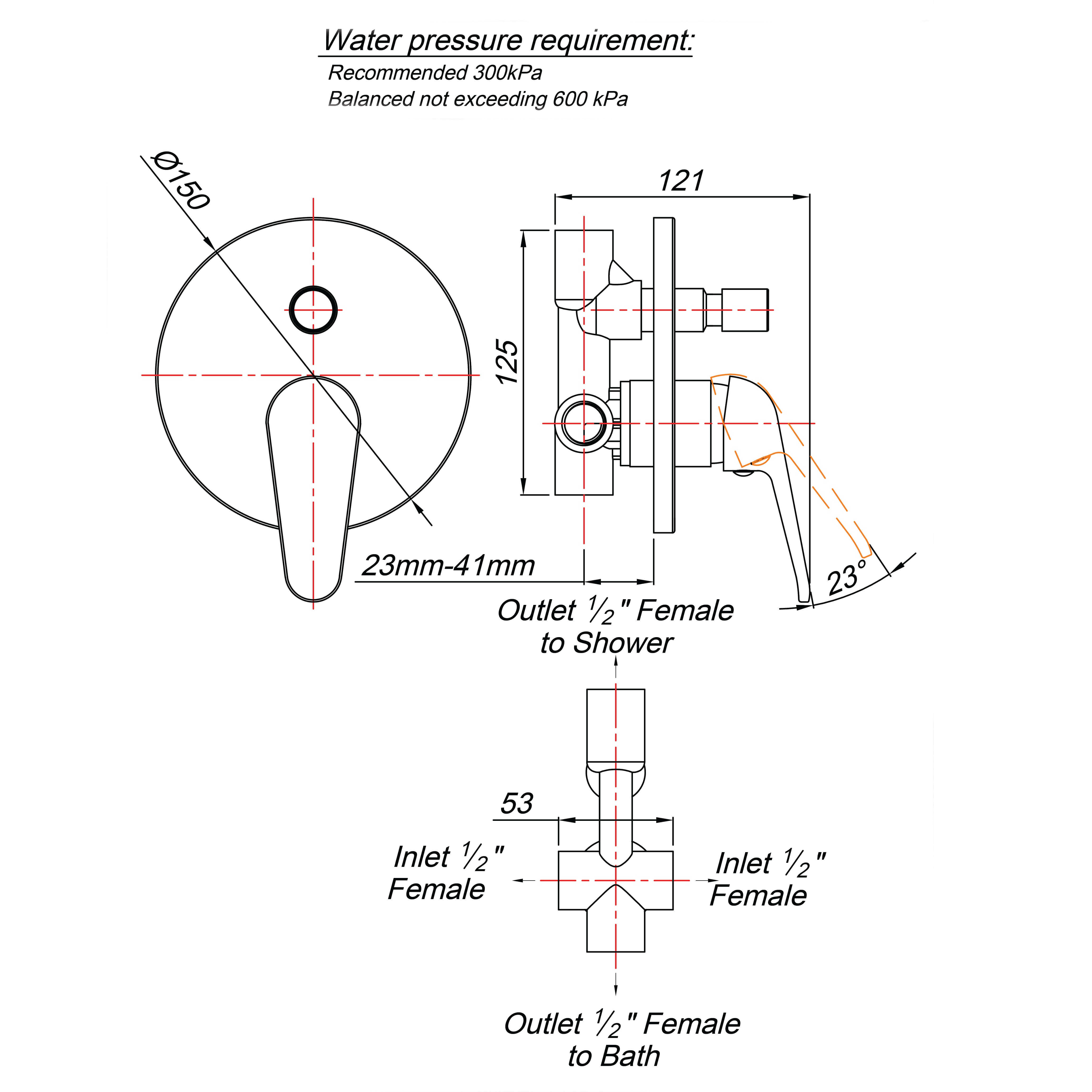Blutide Mixed Solid Concealed Diverter Mixer - Hover