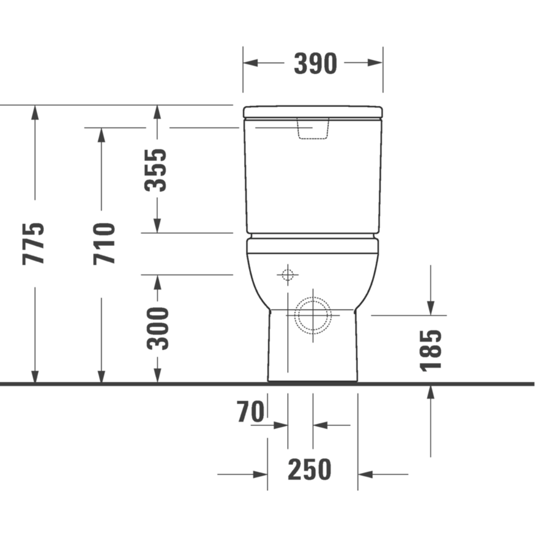 Duravit Number 1 Rimless Close Coupled Back-to-Wall Pan 650mm