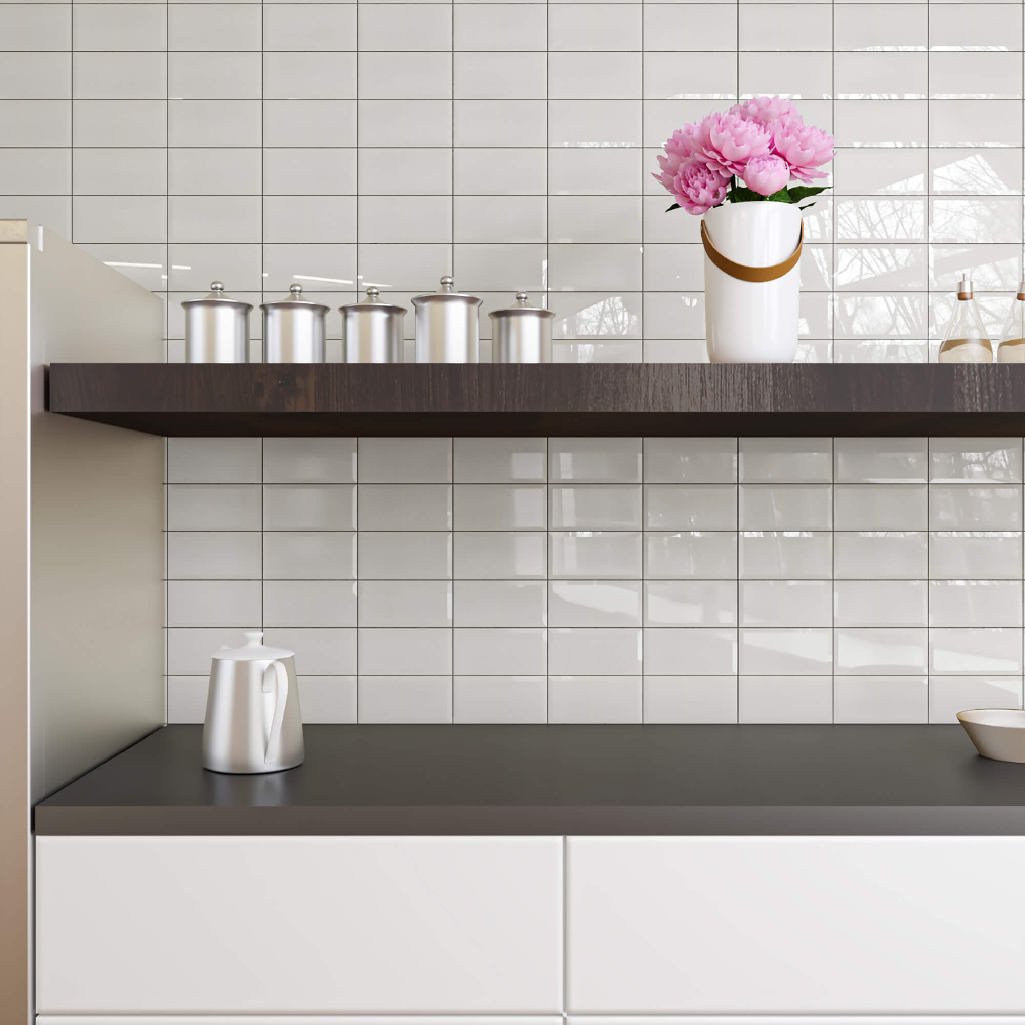 Monocolour Blanco Biselado Gloss 100x200mm