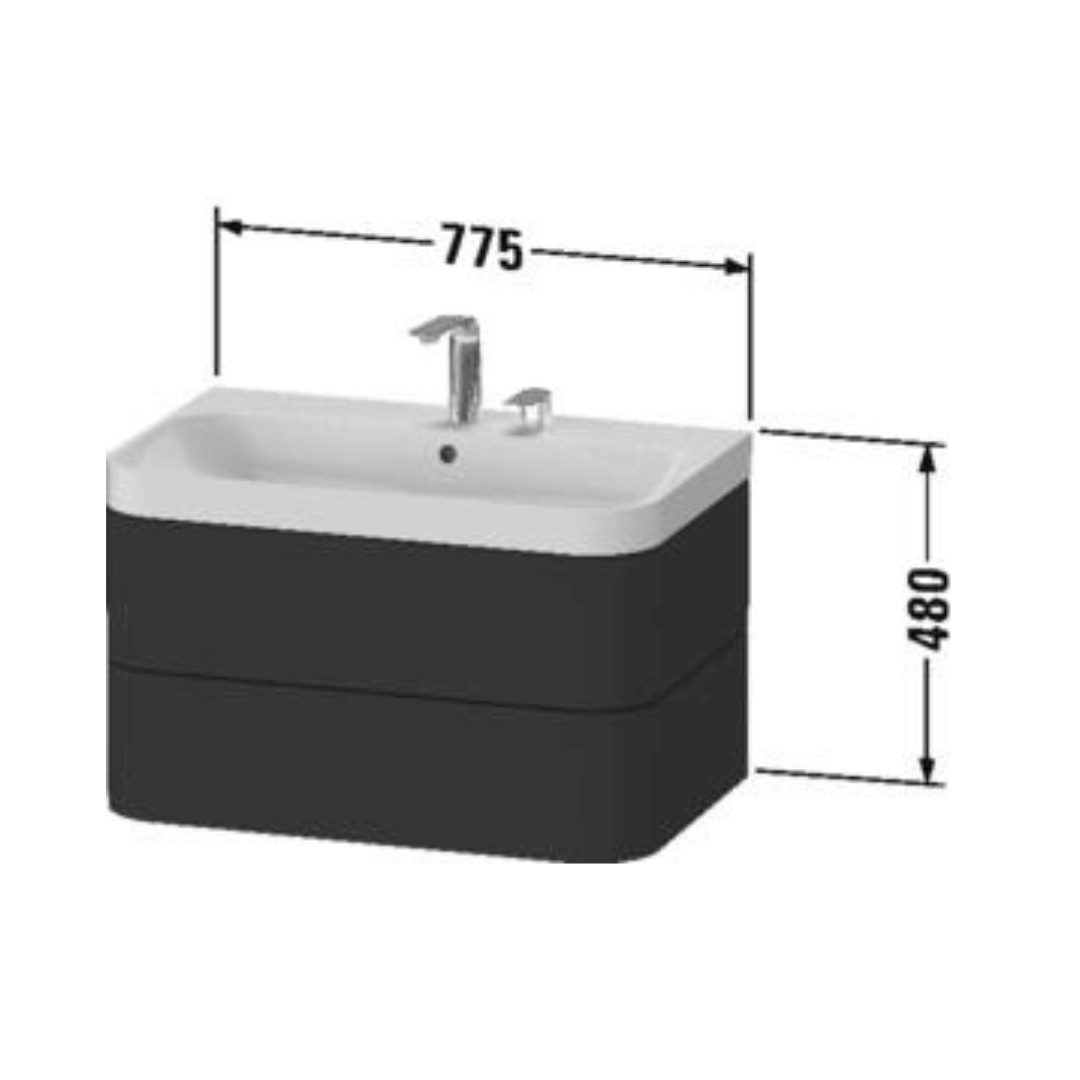 Duravit Happy D.2 Plus Taupe Satin Matt Wall Mounted Vanity Unit 775x480mm