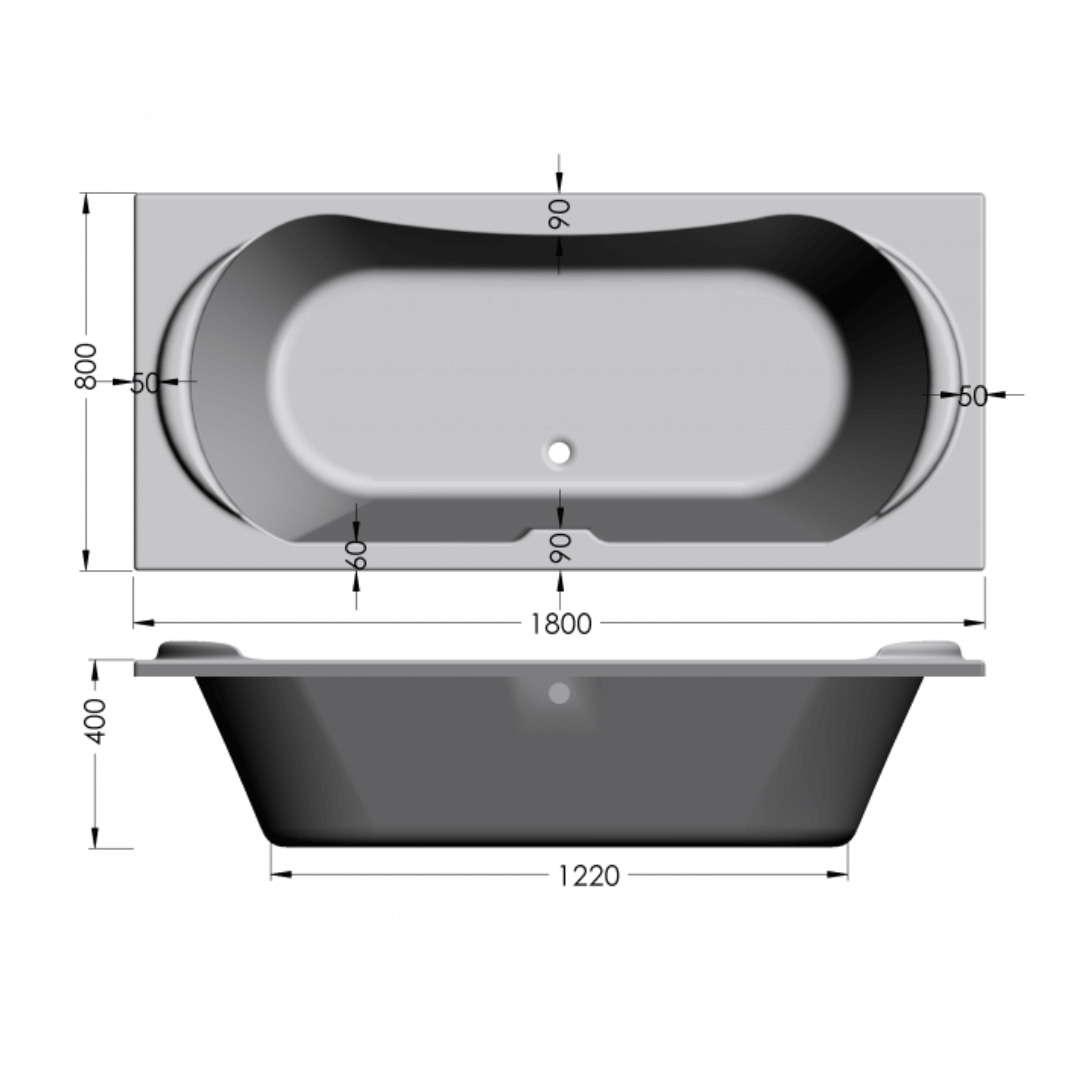 Luximo ASP Milano Built-in Bath 1800x795mm - Hover
