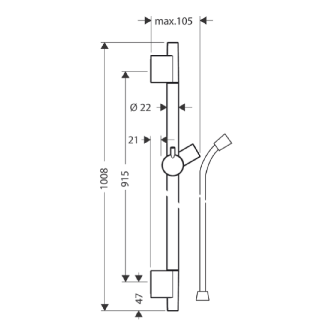 Hansgrohe Unica Polished Gold Optic S Puro Shower Bar 900mm with ...