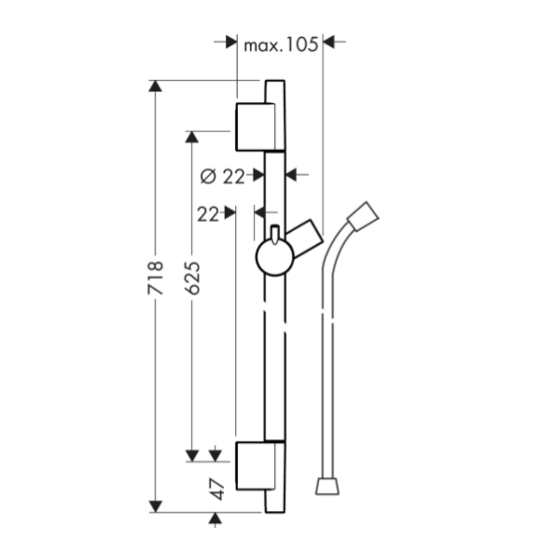 Hansgrohe Unica Brushed Bronze Shower Bar S Puro 650mm with Isiflex ...