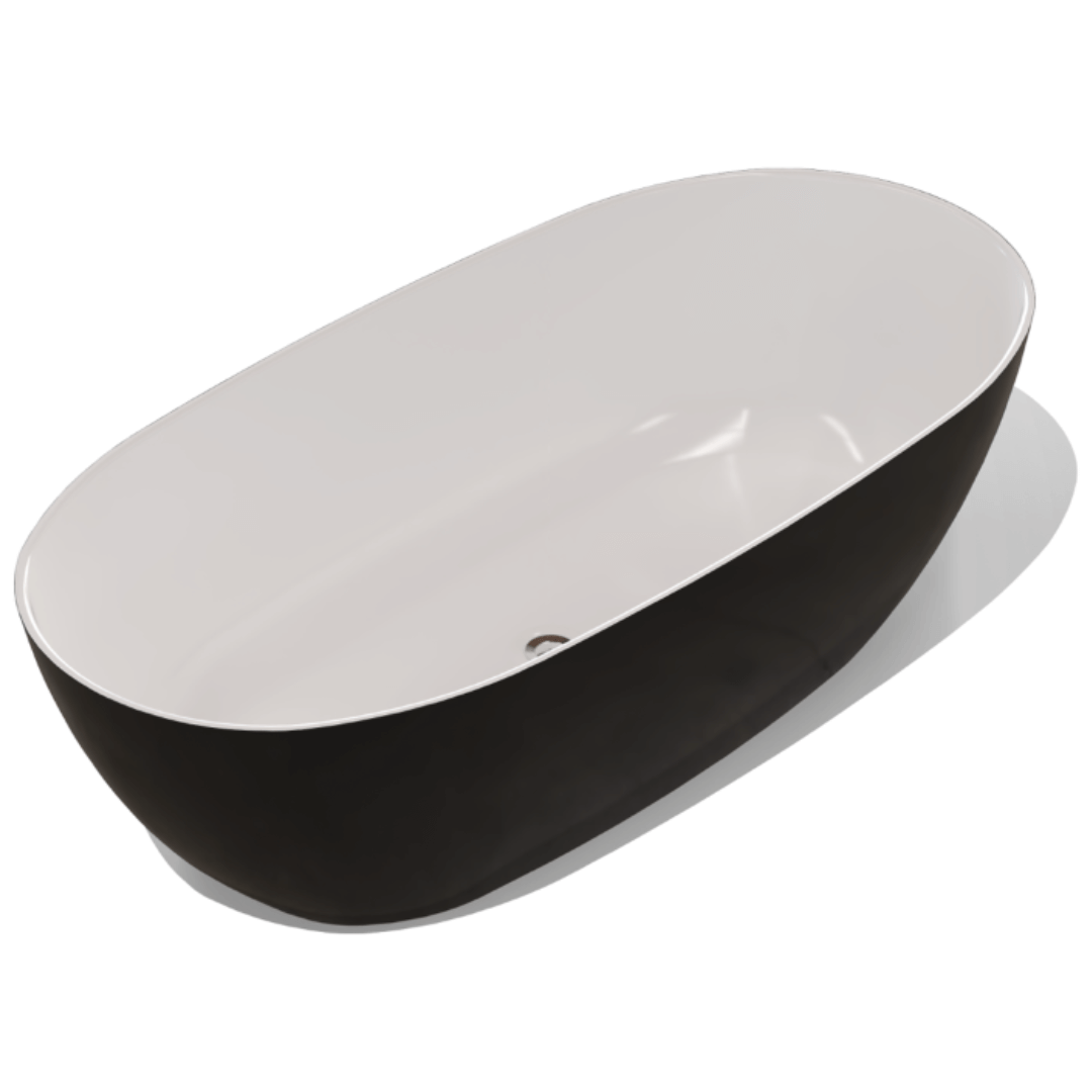 Rossco Tania Black and White Freestanding Bath 1600x760x460mm