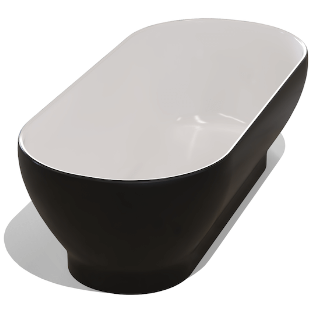 Rossco Naomi Black and White Freestanding Bath 1600x740x495mm