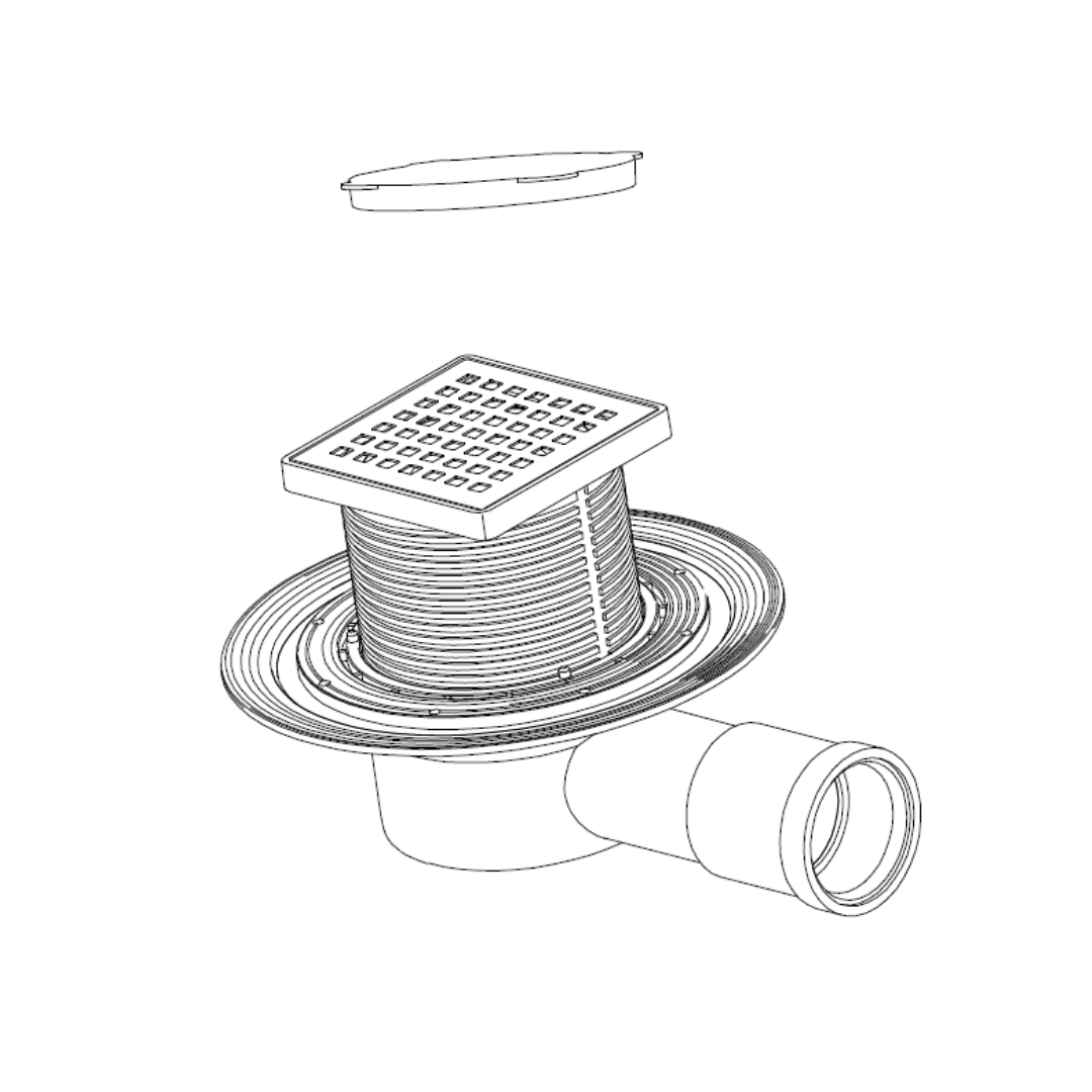 Gio Bella Adjustable PVC Shower Trap 100x100