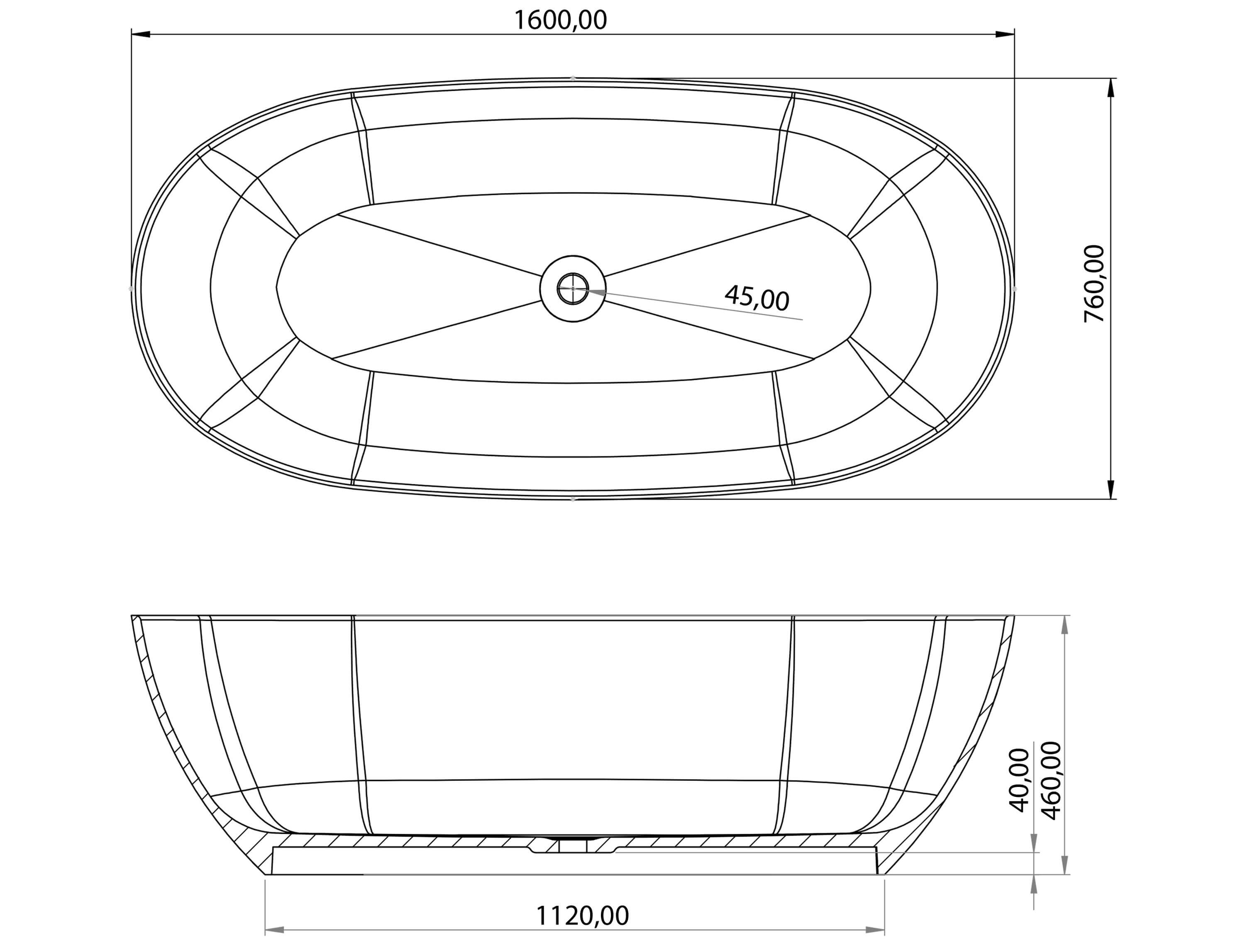 Rossco Tania White Freestanding Bath 1600x760x460mm - Hover