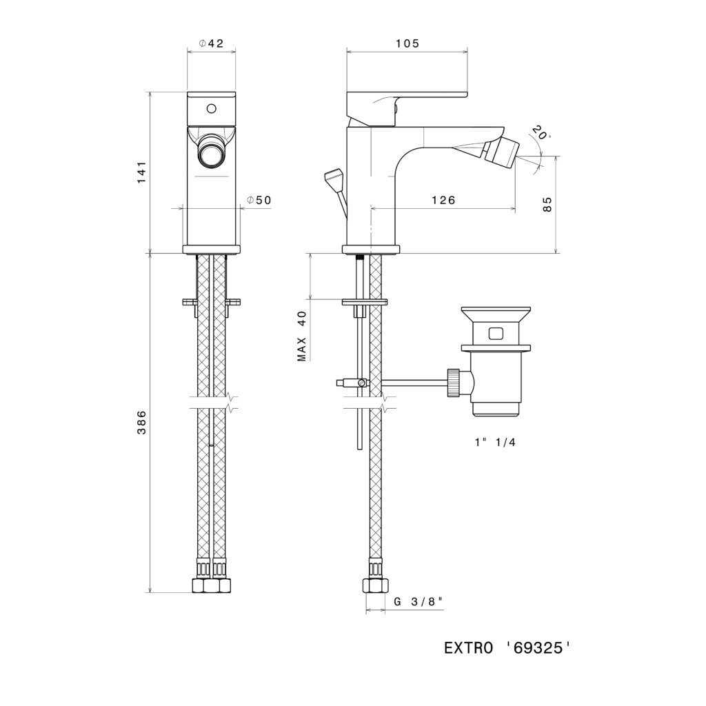 Newform Extro Bidet Mixer - Stiles