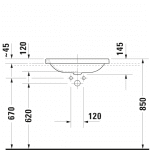 D DuraStyle Drop-in Basin 600x430mm_Stiles_TechDrawing_Image2