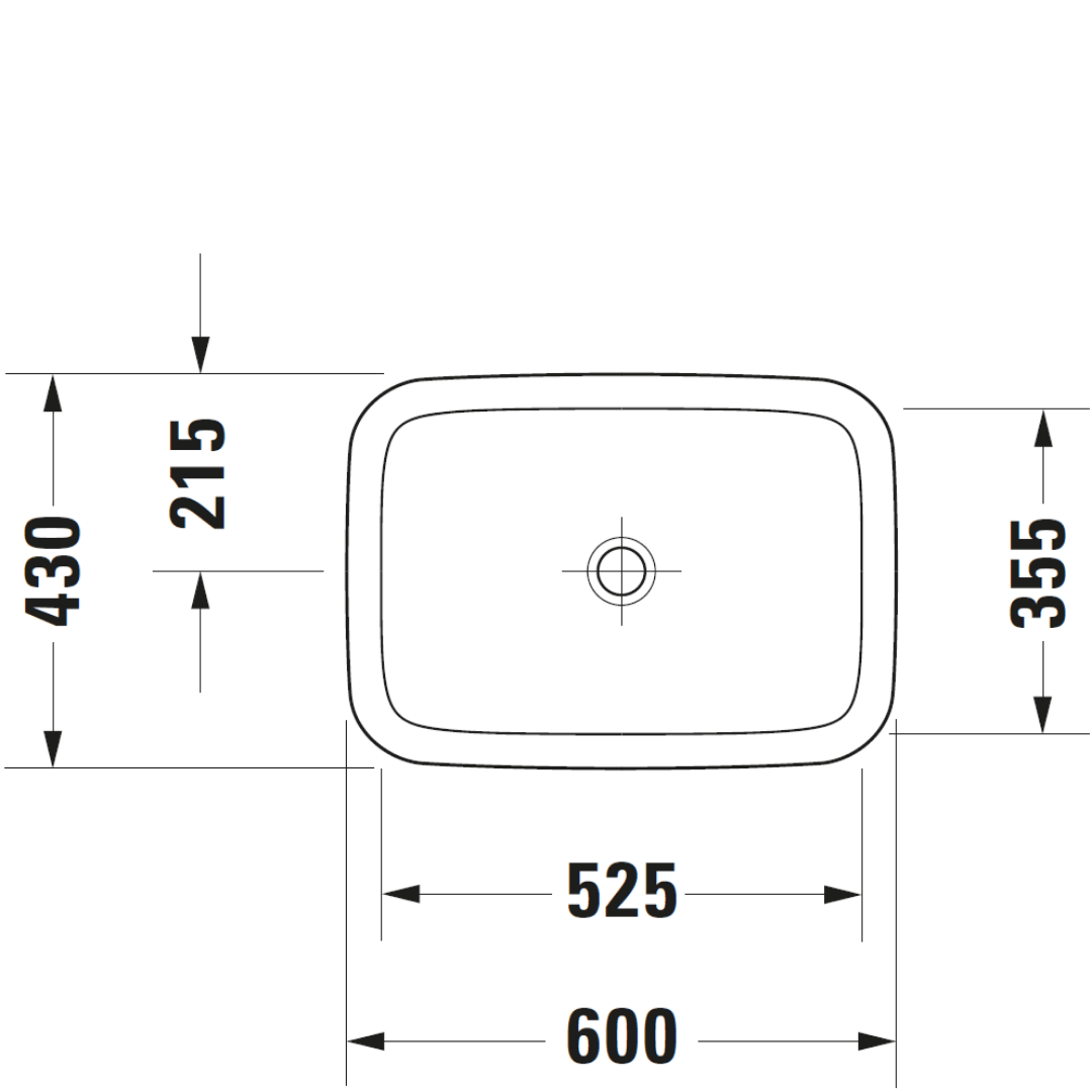 D DuraStyle Drop-in Basin 600x430mm_Stiles_TechDrawing_Image4