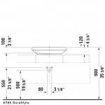 D DuraStyle Grounded Counter Top Basin 600x380mm_Stiles_TechDrawing_Image2