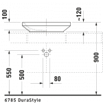 D DuraStyle Grounded Counter Top Basin 600x380mm_Stiles_TechDrawing_Image3