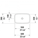 D DuraStyle Grounded Counter Top Basin 600x380mm_Stiles_TechDrawing_Image4