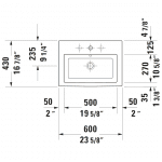 Duravit 2nd Floor Drop-in Basin 600x430mm_Stiles_TechDrawing_Image3