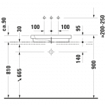 Duravit 2nd Floor Grounded Drop-in Basin 580x415mm_Stiles_TechDrawing_Image2