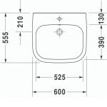 Duravit D-Code Barrier Free Basin 600x550mm_Stiles_TechDrawing_Image3