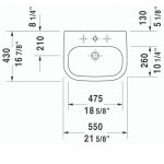 Duravit D-code WM Basin 550x430mm_Stiles_TechDrawing_Image2