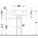 Duravit D-code WM Basin 550x430mm_Stiles_TechDrawing_Image3