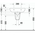 Duravit D-code WM Basin 600x460mm_Stiles_TechDrawing_Image6