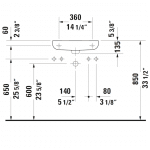 Duravit D-code WM Basin LH 500x220mm_Stiles_TechDrawing_Image4