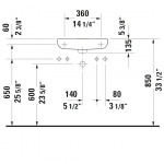 Duravit D-code WM Basin RH 500x220mm_Stiles_TechDrawing_Image4