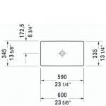 D DuraSquare Grounded Counter Top Basin 600x345mm_Stiles_TechDrawing_Image2