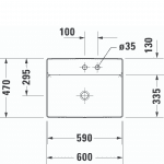 D DuraSquare Grounded Counter Top Basin 600x470mm_Stiles_TechDrawing_Image2