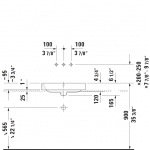 D Happy D2 Grounded Counter Top Basin 600x400mm_Stiles_TechDrawing_Image2