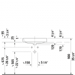 D Happy D2 Grounded Counter Top Basin 600x460mm_Stiles_TechDrawing_Image