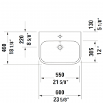 D Happy D2 Grounded Counter Top Basin 600x460mm_Stiles_TechDrawing_Image4