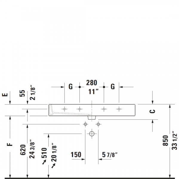 D Vero Grounded CT Basin SO 1000x470mm_Stiles_TechDrawing1