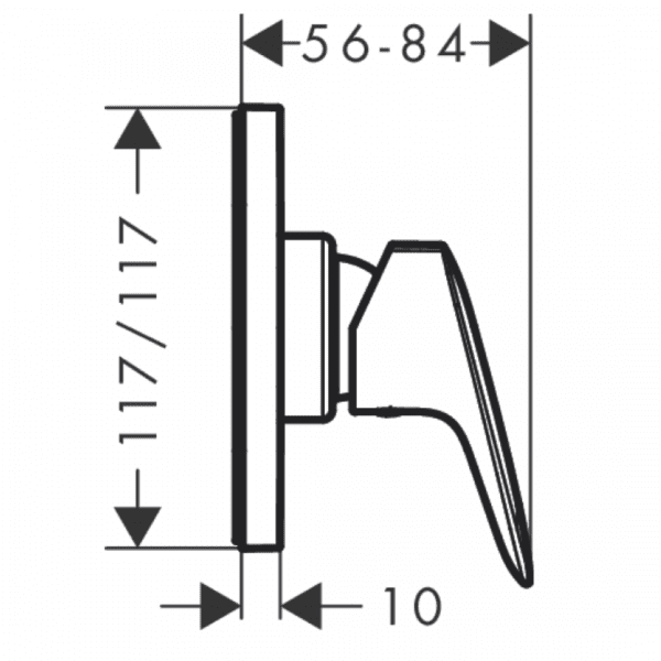 71604003 Hansgrohe Logis Shower Mixer 117mm_Stiles_TechDrawing_Image