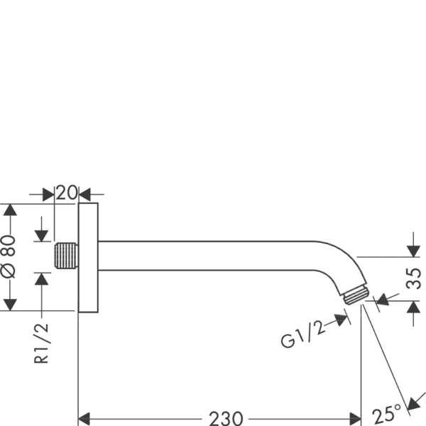 27412000-Hansgrohe-Shower-Arm-230mm_Stiles_TechDrawing_Image