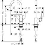 71835003-Hansgrohe-Logis-M31-Sink-Mixer-260mm-with-swivel-spout_Stiles_TechDrawing_Image