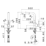 63425X Newform Real Steel Sink Mixer with pull out spout_Stiles_TechDrawing_Image