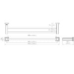8582 BB SS Polished Double Towel Bar 650mm_Stiles_TechDrawing_Image