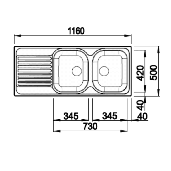 BL00204059 Blanco Tipo SS Sink_Stiles_TechDrawing_Image