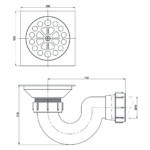 A1015-12 MB Gio Bella Black shower trap round holes_Stiles_TechDrawing_Image