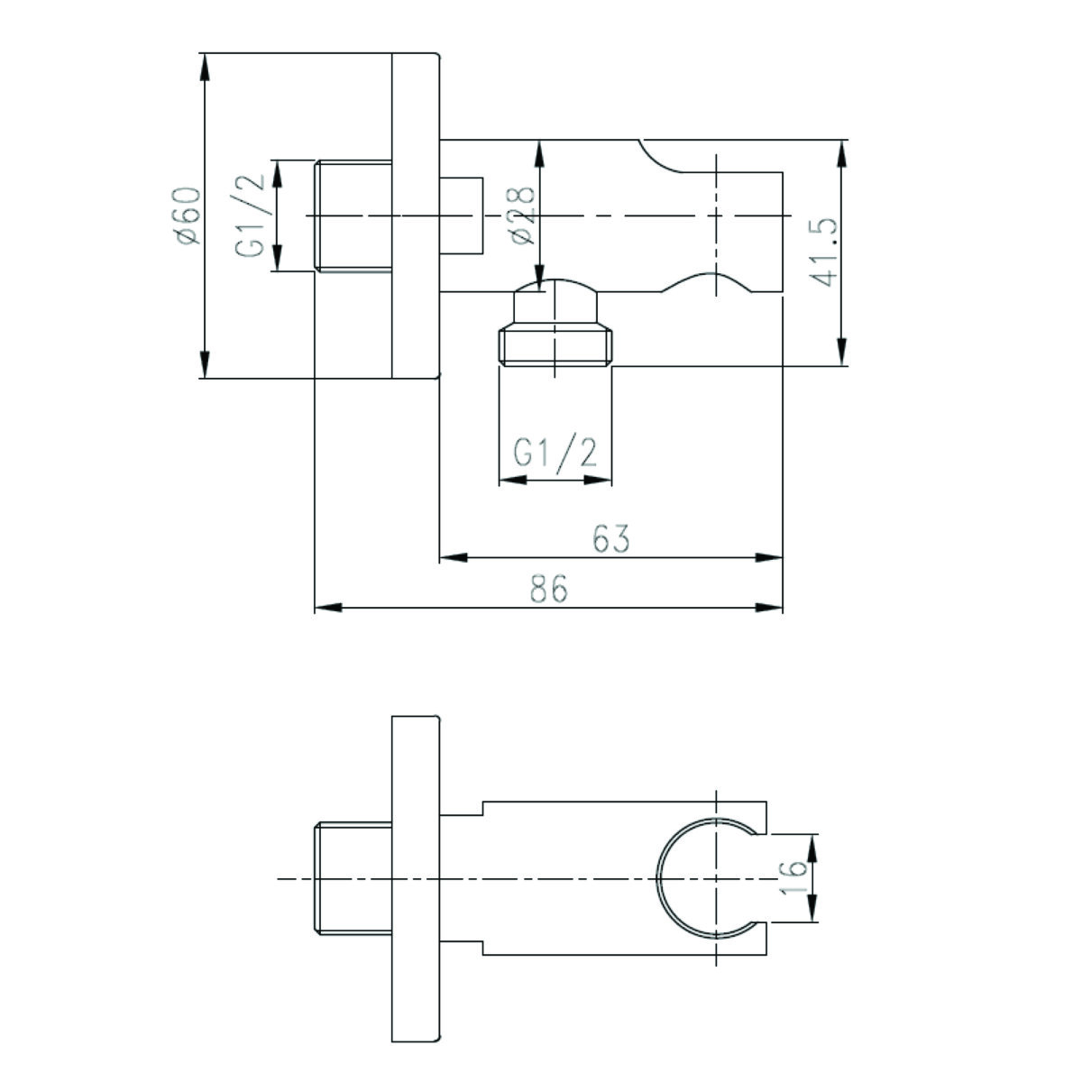 GIO BELLA _WA-002_SQUARE OUTLET & BRACKET CHROME_Stiles_TechDrawing_Image
