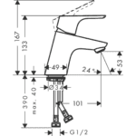 31733223 Hansgrohe Decor Basin mixer 70 without waste set_Stiles_TechDrawing_Image