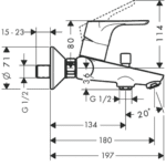 31940223 Hansgrohe Decor Bath Mixer for exp install_Stiles_TechDrawing_Image