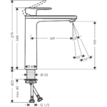 71572003 Hansgrohe Vernis Blend BM 190 isol water conduct wo waste_Stiles_TechDrawing_Image