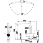BL00519371 Linus-S Anthracite Sink Mixer with 1_2 flexihose_Stiles_TechDrawing_Image
