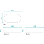 Lux Crete Lola Pink Basin 650x125mm_Stiles_TechDrawing_Image