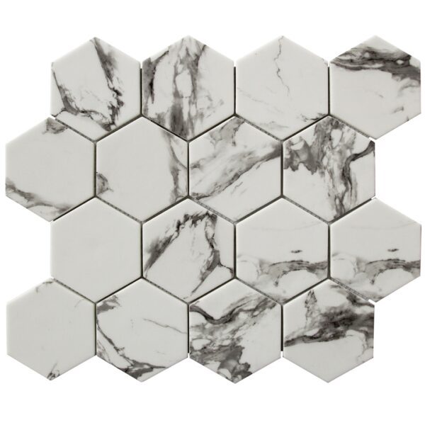 Global Stone Carrara Hexagonal Inkjet Mosaic 298x259mm_Stiles_Product_Image