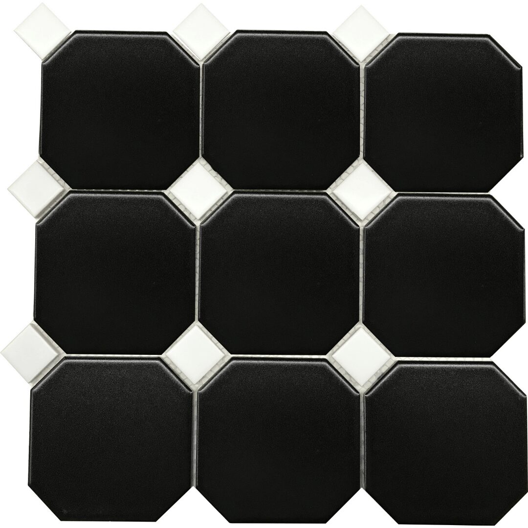 Global Stone Large Black Octagonal and white insert Mosaic 300x300mm_Stiles_Product_Image