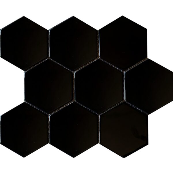 Global Stone Large Hexagonal Black Gloss Mosaic 280x290mm_Stiles_Product_Image