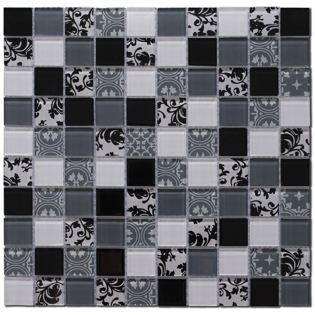Global Stone Scroll Black, White and Grey Mosaic 317x317mm_Stiles_Product_Image