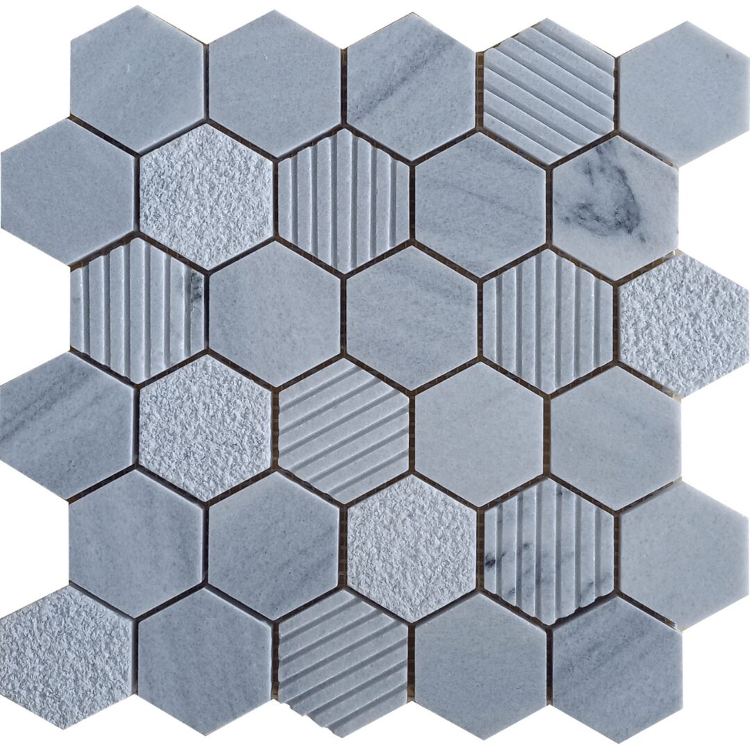 Global Stone ice Grey Multi finish Hexagon Polished Mosaic 50_280x275mm_Stiles_Product_Image